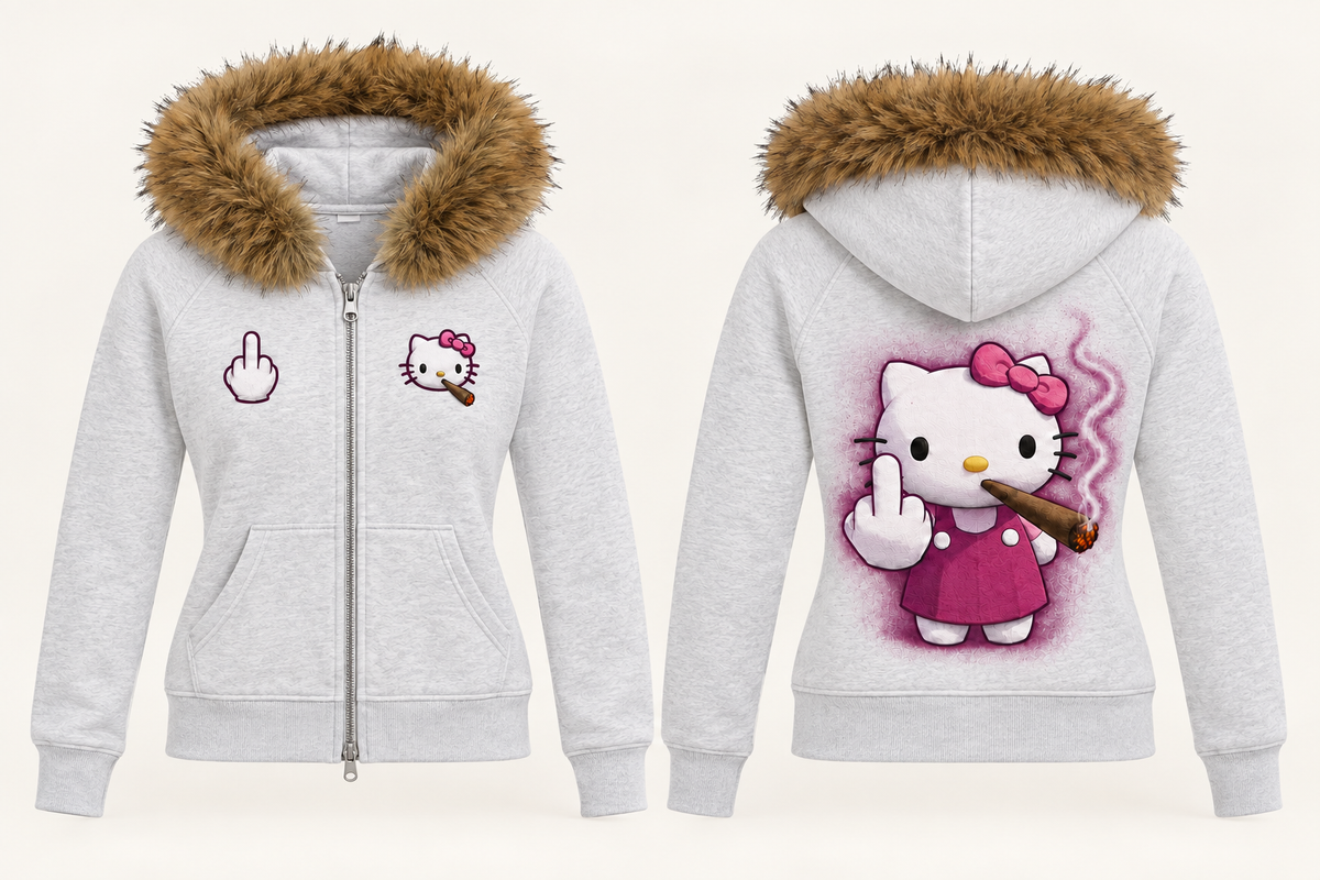 Smoke Break Zip — Light Gray — front and back design mockup