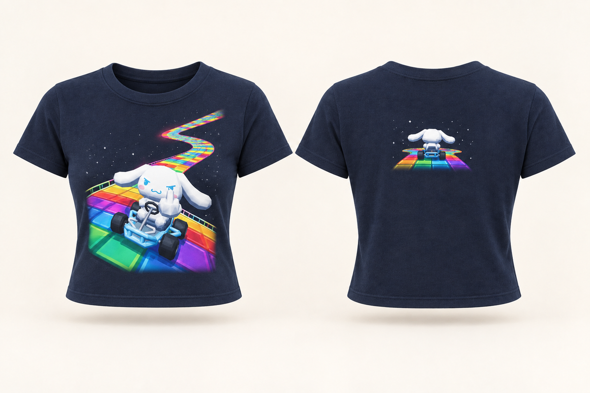 Rainbow Racer — Dark Navy — front and back design mockup