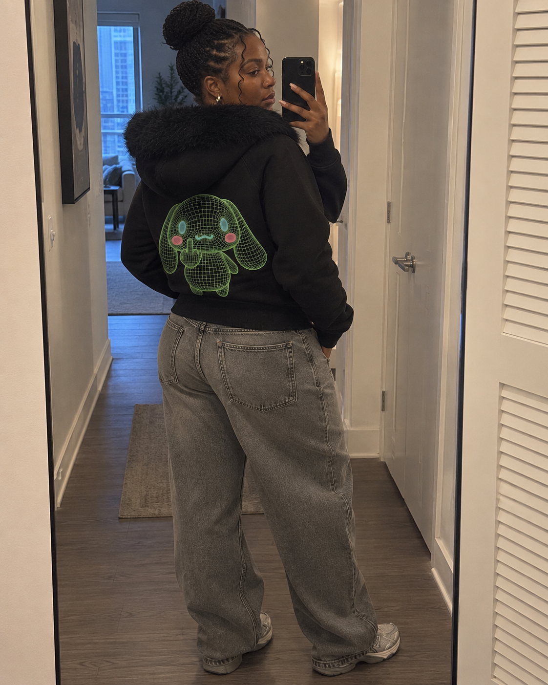 Everyday styling — Wireframe Rebel in Black — generated outfit concept